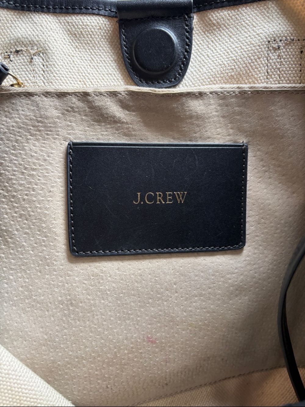 J Crew Canvas & Leather Tote Bag in Black and Cream - Picture 3 of 11